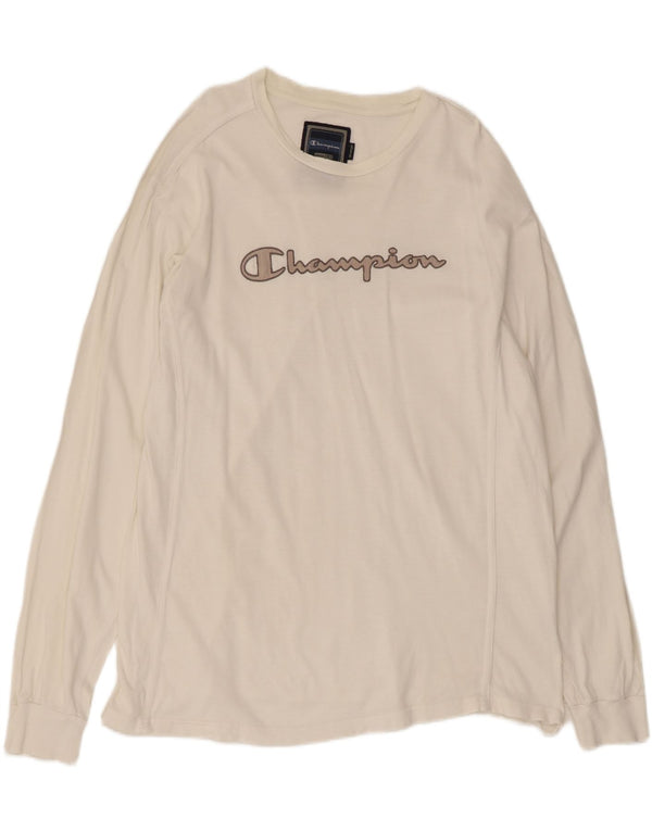 Top grafico da uomo Champion manica lunga 2XL cotone bianco
