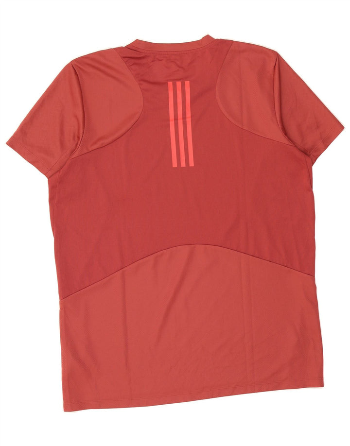 ADIDAS Mens T-Shirt Top XL Red Colourblock Polyester Vintage Adidas and Second-Hand Adidas from Messina Hembry 