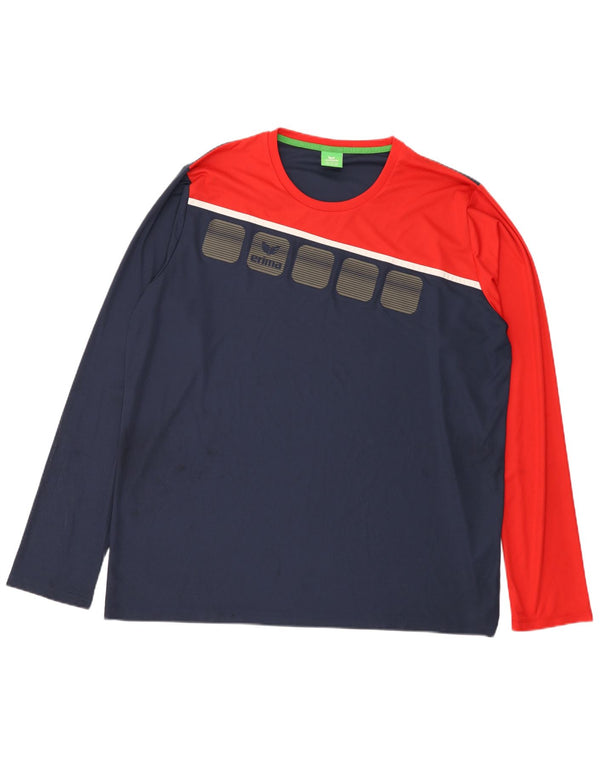 Top grafico da uomo Erima manica lunga 3XL poliestere color block blu navy