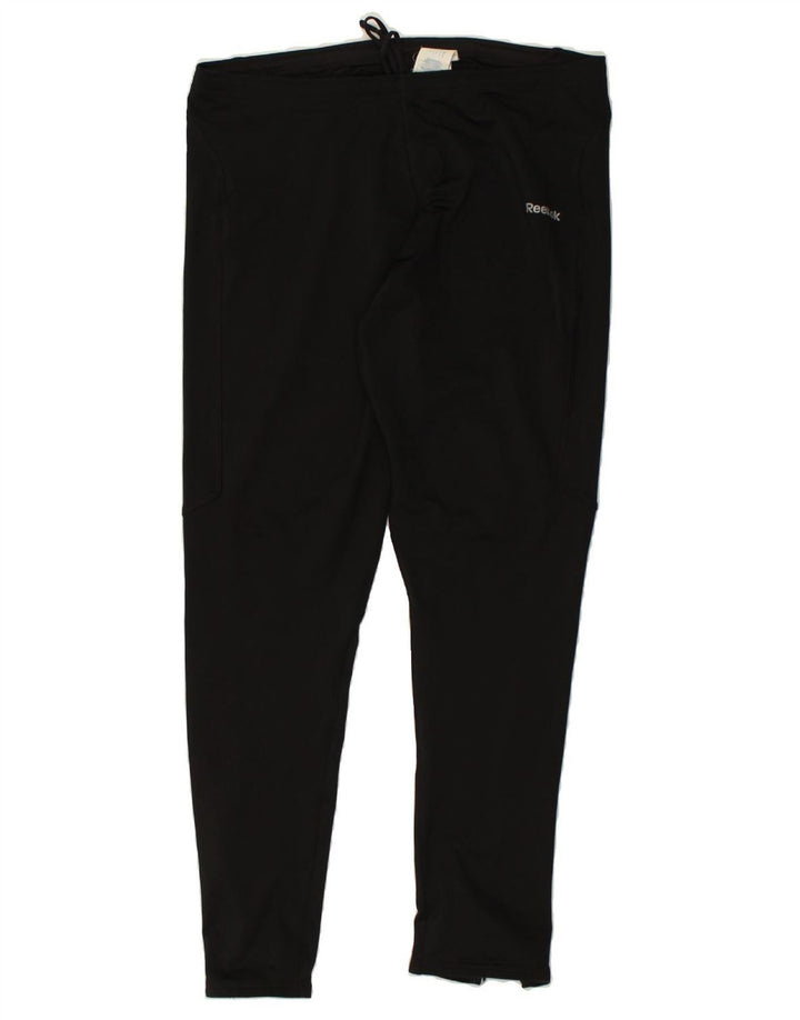 REEBOK Womens Tracksuit Trousers UK 14 Large Black Polyester | Vintage Reebok | Thrift | Second-Hand Reebok | Used Clothing | Messina Hembry 