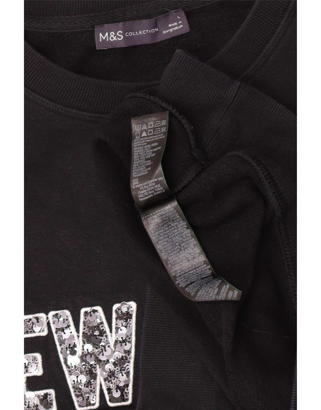 Felpa grafica da donna Marks & Spencer UK 16 grande nera