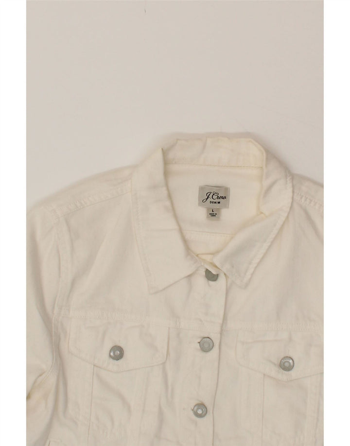 J. CREW Womens Denim Jacket UK 16 Large White Cotton Vintage J. Crew and Second-Hand J. Crew from Messina Hembry 