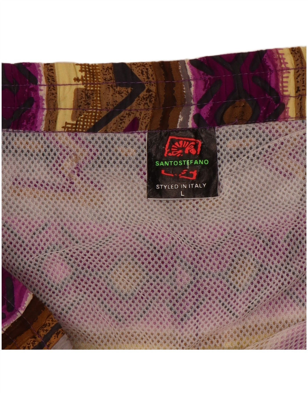 Pantaloncini da bagno da uomo Santostefano grandi in cotone Fair Isle multicolore