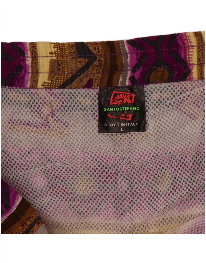 Pantaloncini da bagno da uomo Santostefano grandi in cotone Fair Isle multicolore