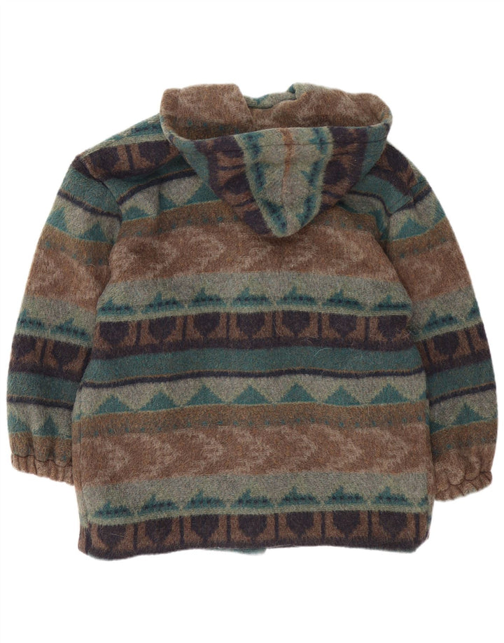 Montgomery con cappuccio da donna vintage UK 18 XL multicolore geometrico