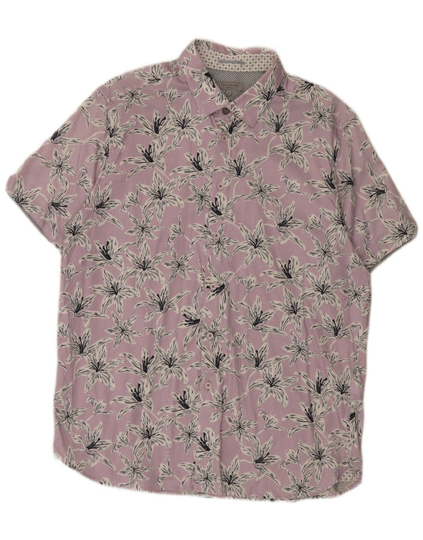 Ted Baker Camicia a maniche corte da uomo Taglia 6 2XL Cotone floreale viola
