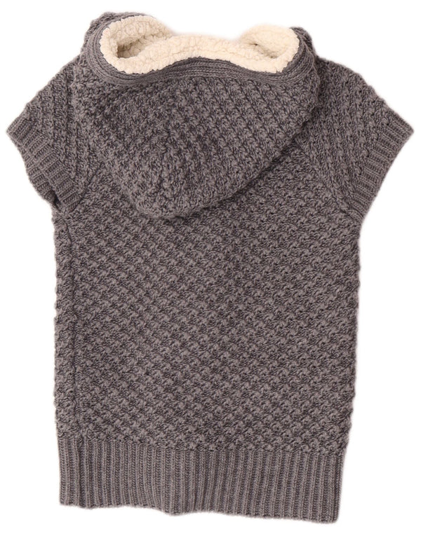 Maglione cardigan a maniche corte con cappuccio da donna Zara UK 12 Acrilico grigio medio