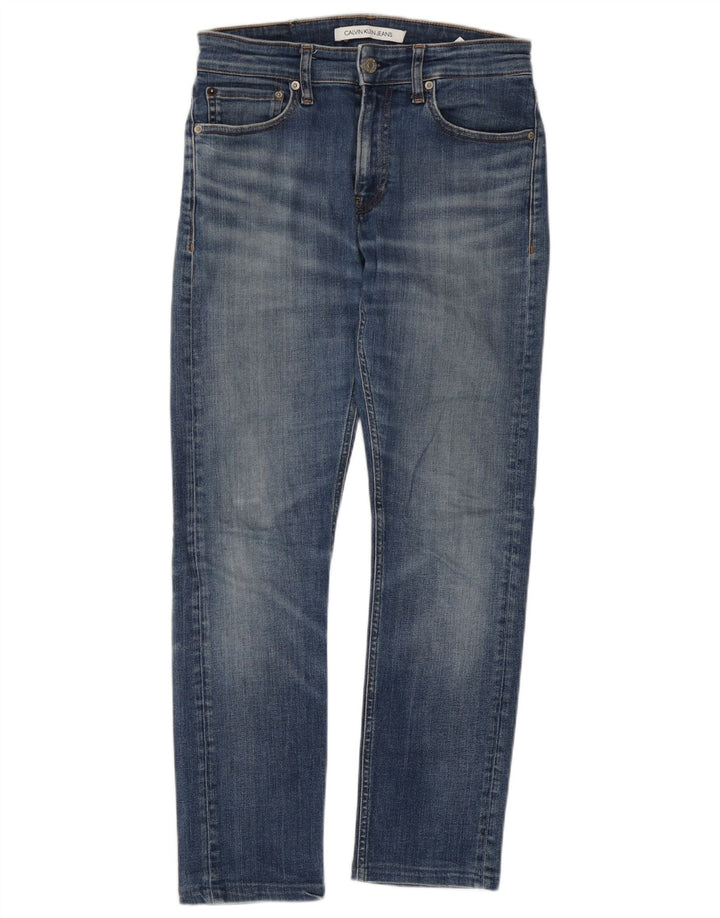 Jeans slim da uomo Calvin Klein W28 L27 cotone blu