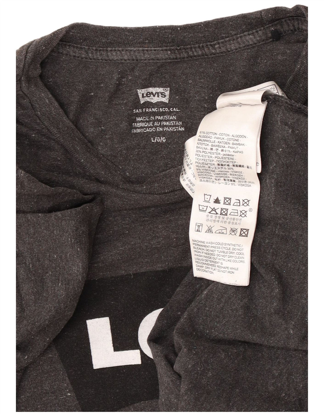 T-shirt grafica da uomo Levi's Top grande in cotone chiazzato grigio