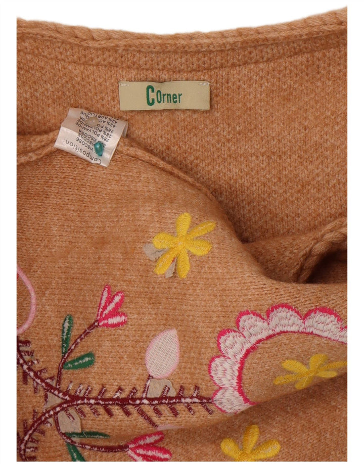 Maglione cardigan aperto con grafica da donna Corner UK 12 Beige medio floreale