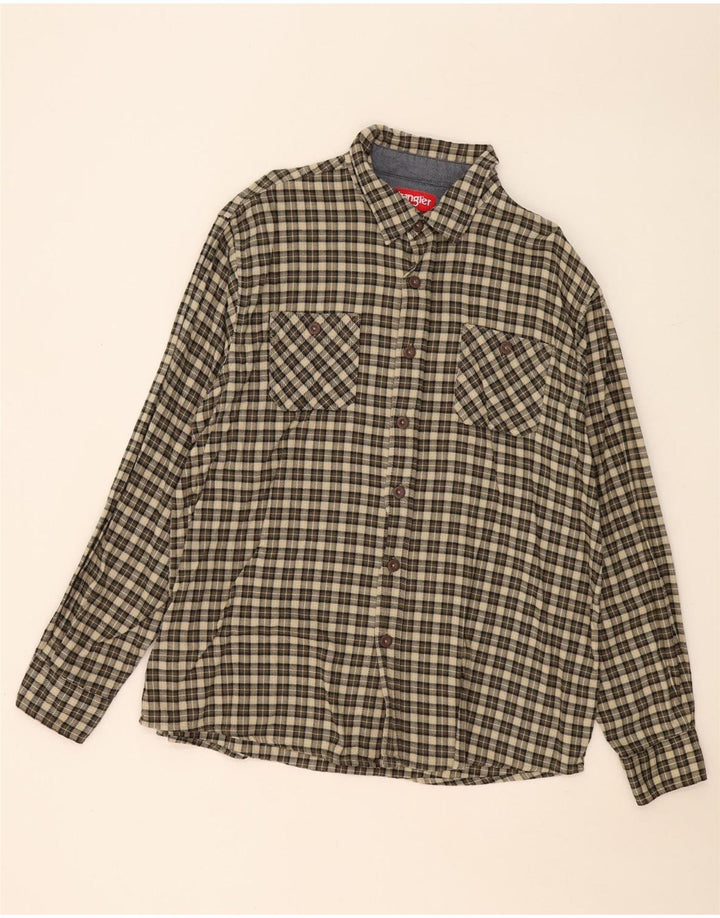 Camicia da uomo in flanella Wrangler XL in cotone a quadri kaki