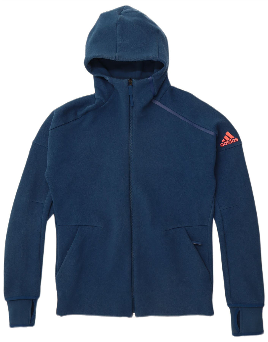 ADIDAS Mens Zip Hoodie Sweater Medium Blue