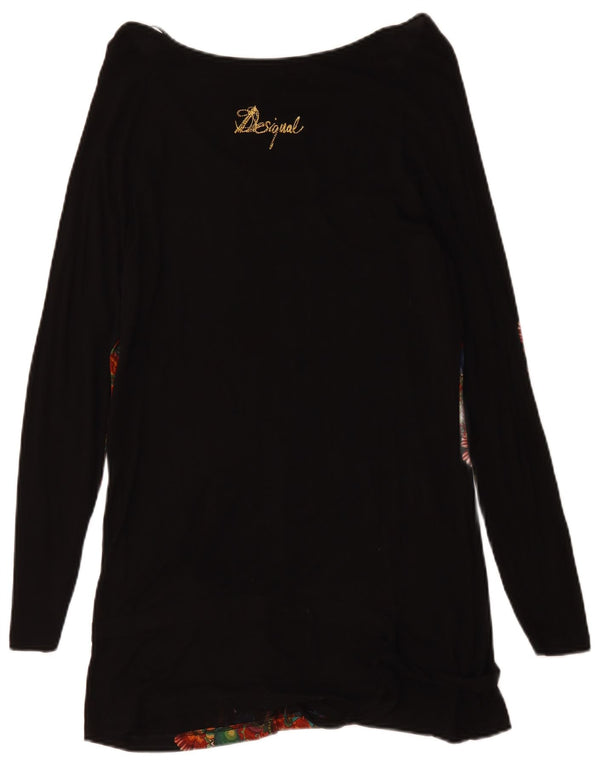 Desigual Tunica a maniche lunghe da donna UK 18 XL Nero floreale