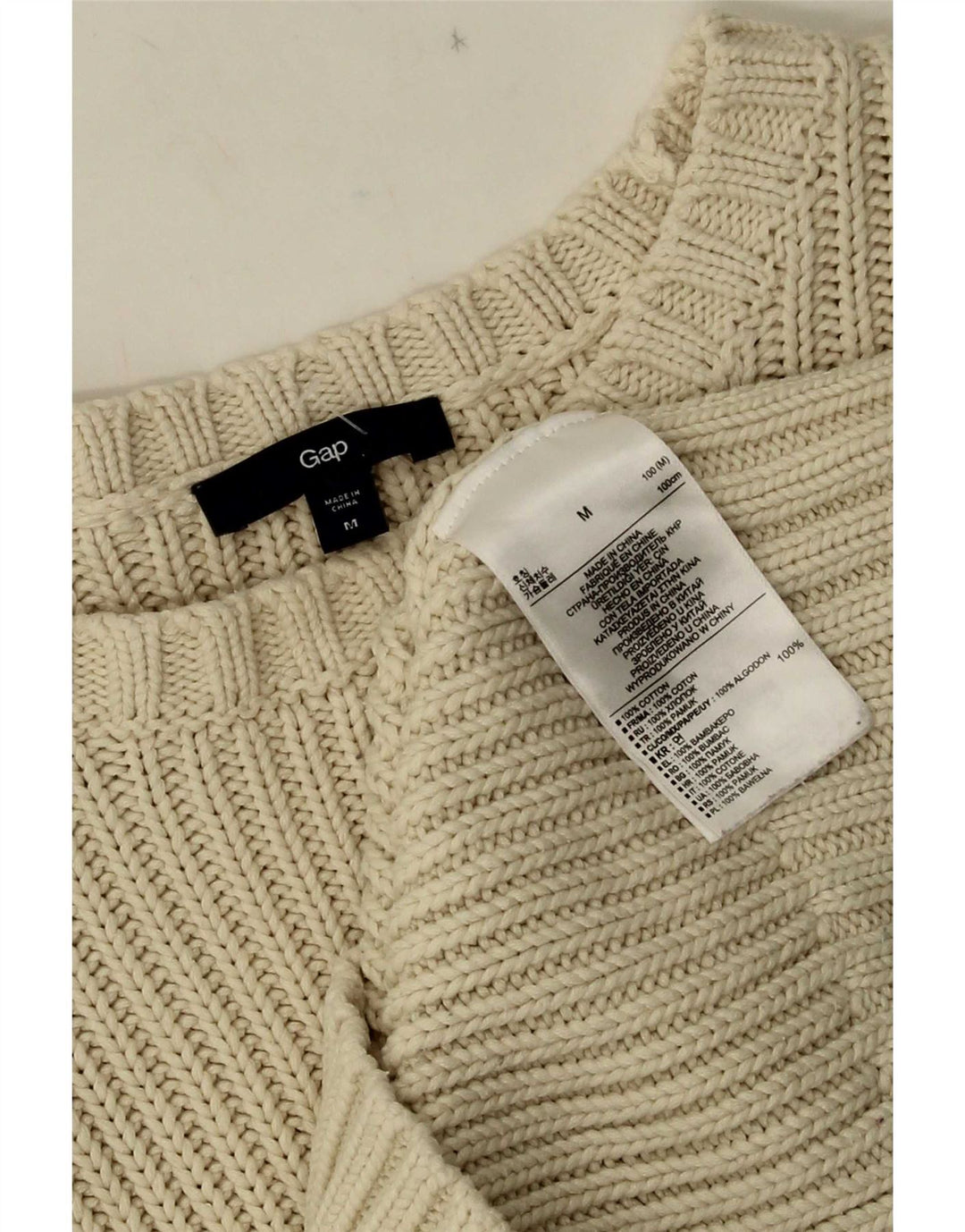 Maglione maglione con scollo a barca da donna Gap UK 14 cotone bianco sporco medio