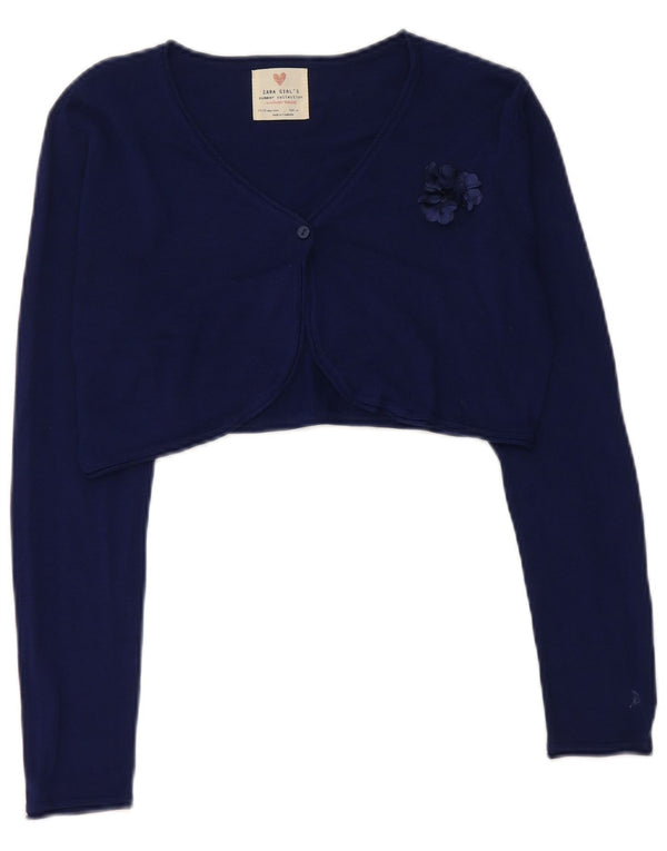 Maglione Cardigan Corto per Ragazze ZARA 13-14 Anni Blu Navy Floreale