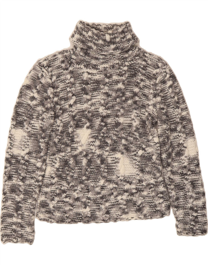 VINTAGE Womens Roll Neck Jumper Sweater UK 14 Medium Grey Flecked Vintage Vintage and Second-Hand Vintage from Messina Hembry 