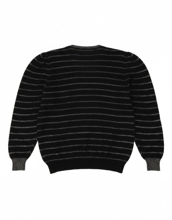 Maglione da donna con scollo a V Bramante UK 16 Mohair a righe nere grandi