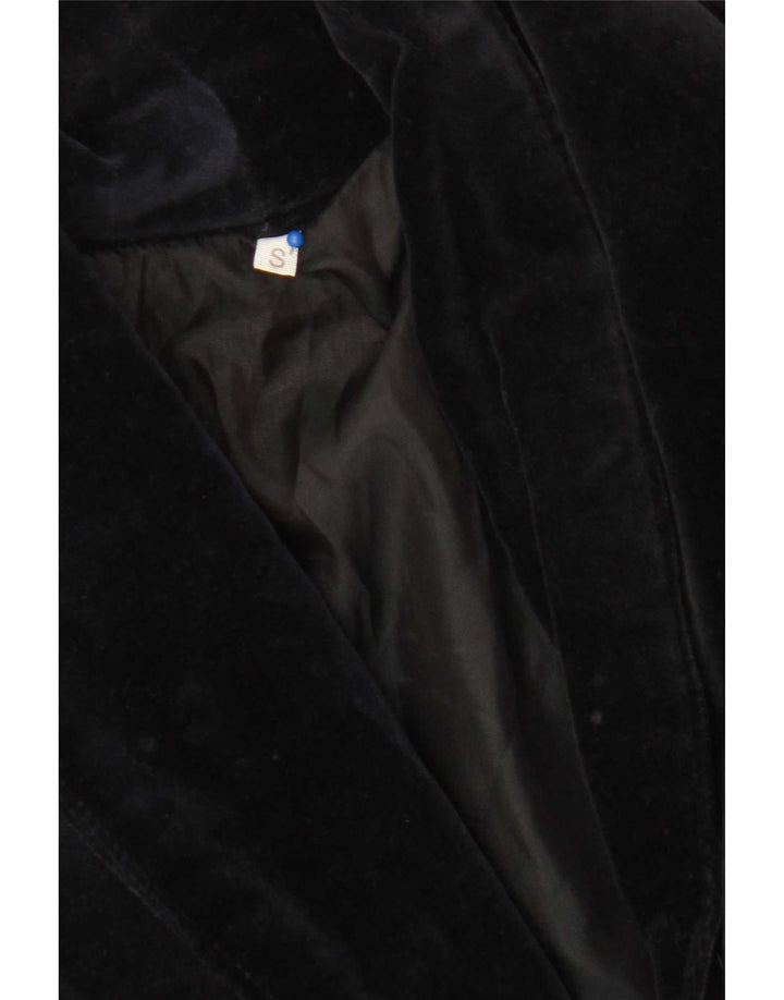 Giubbotto bomber corto oversize da donna vintage UK 10 piccolo blu navy con motivi cachemire