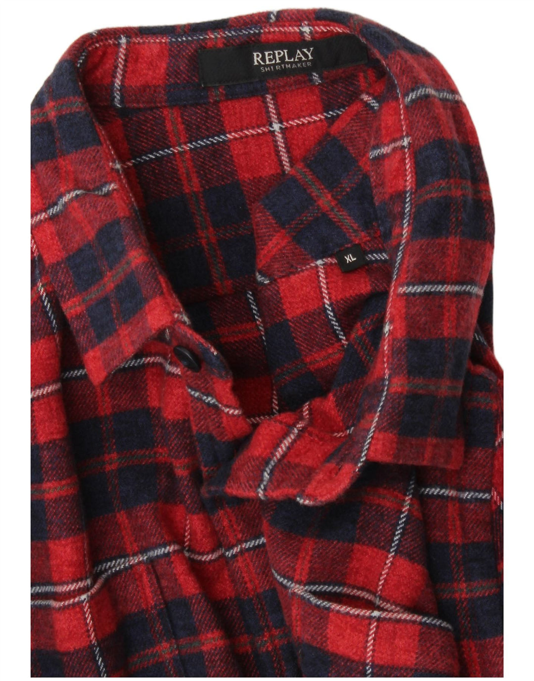 REPLAY Camicia da uomo in flanella XL in cotone a quadri rossi