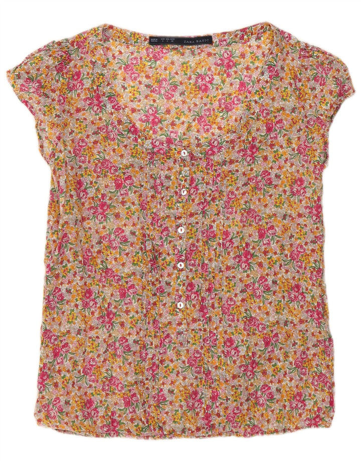 Camicetta a maniche corte da donna Zara UK 8 piccola floreale multicolore