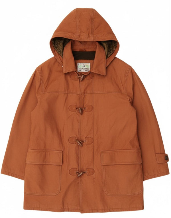 Montgomery da uomo vintage in pelle con cappuccio IT 52 XL in pelle marrone