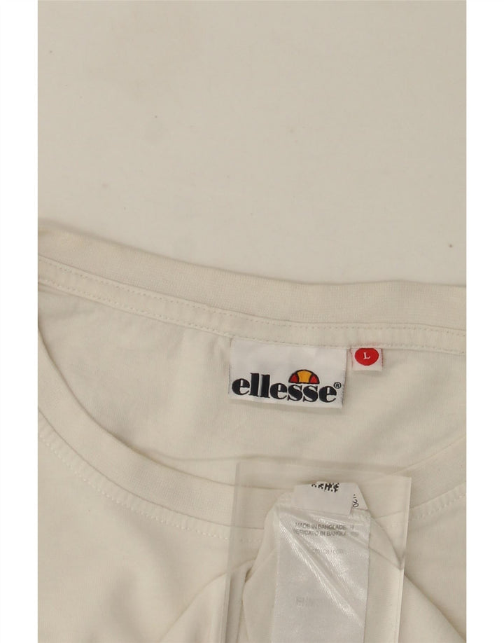 T-shirt grafica da uomo Ellesse Top grande in cotone bianco sporco