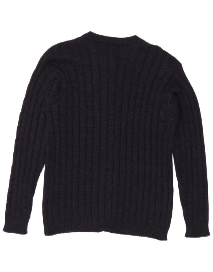 Maglione cardigan da donna vintage UK 12 medio blu navy