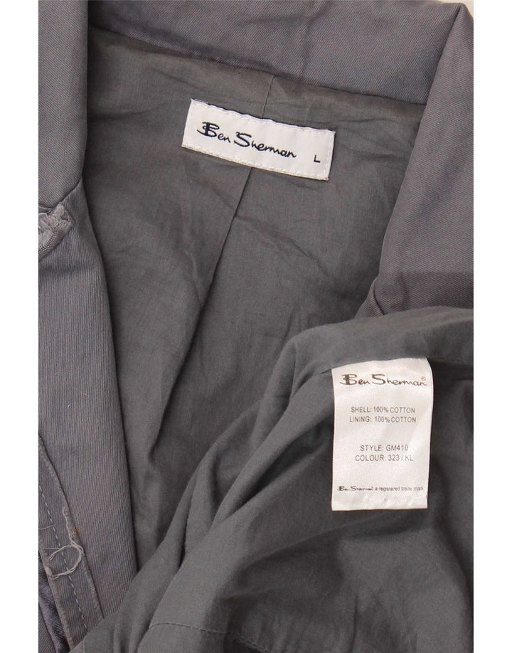 Giacca blazer militare a 2 bottoni da donna Ben Sherman UK 14 grande cotone grigio