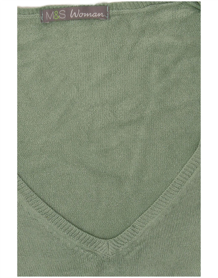 Maglione maglione con scollo a V da donna Marks & Spencer UK 12 Verde medio