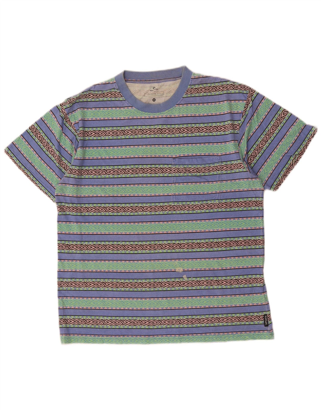 RIP CURL T-shirt da uomo dalla vestibilità comoda Top XS in cotone geometrico multicolore