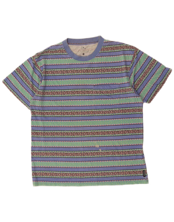 RIP CURL T-shirt da uomo dalla vestibilità comoda Top XS in cotone geometrico multicolore