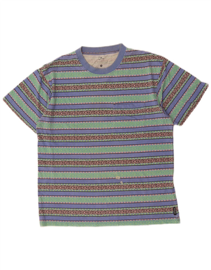 RIP CURL T-shirt da uomo dalla vestibilità comoda Top XS in cotone geometrico multicolore