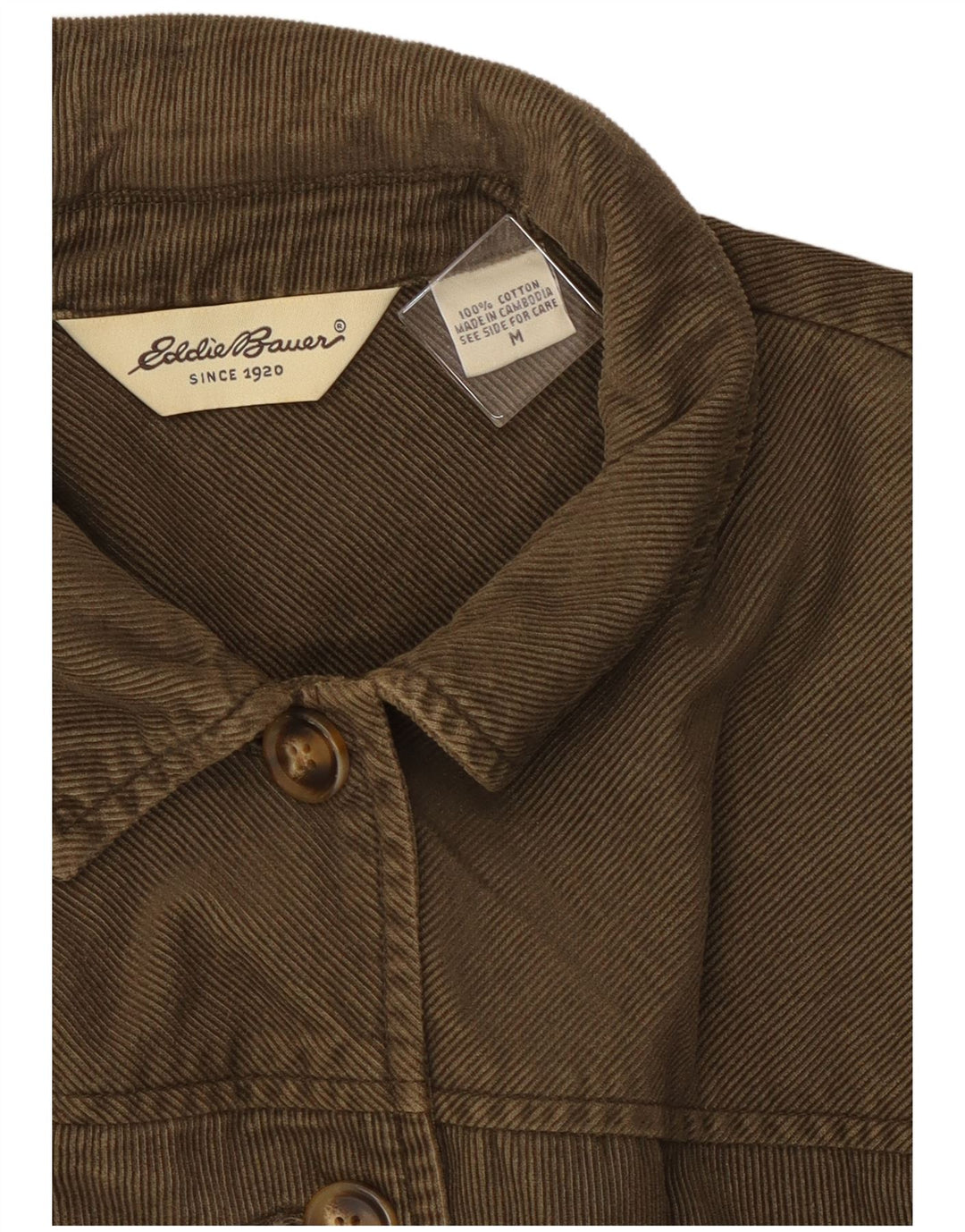 Giacca da donna in velluto a coste Eddie Bauer UK 14 cotone kaki medio