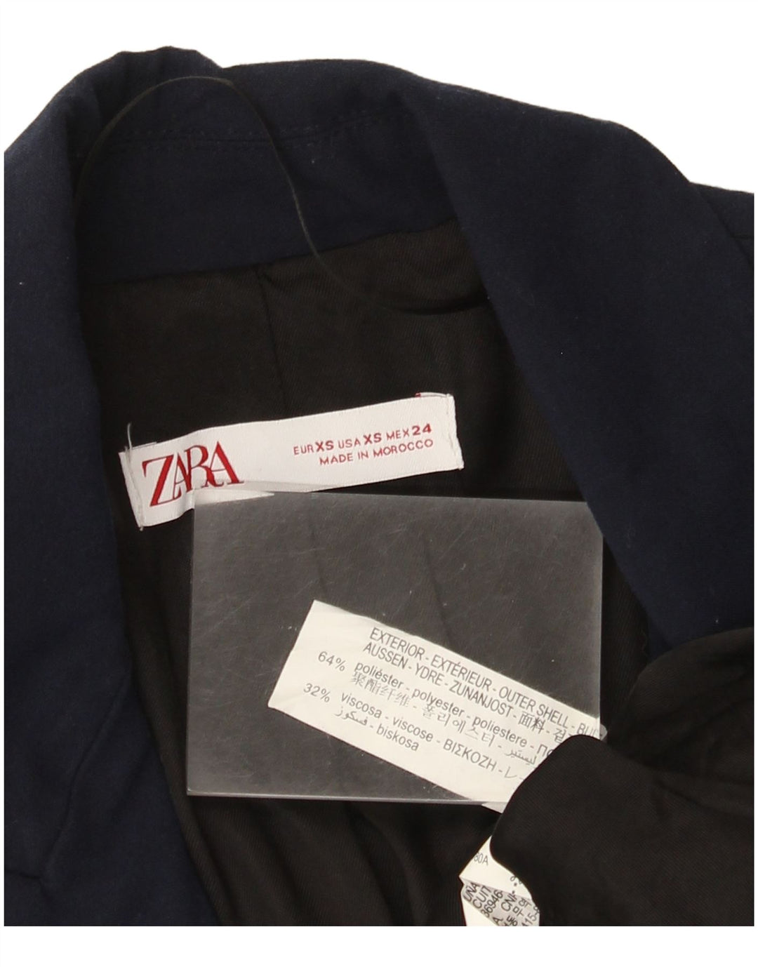 Giacca blazer a 1 bottone da donna Zara UK 6 XS poliestere blu navy