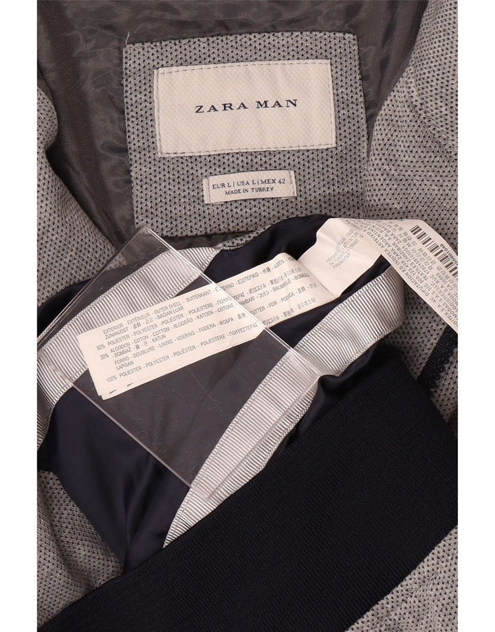 ZARA Mens Bomber Jacket UK 40 Large Grey Colourblock Polyester