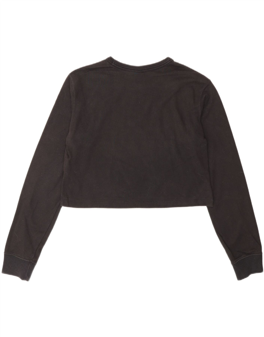 CHAMPION Top corto con grafica da donna manica lunga UK 12 cotone nero medio