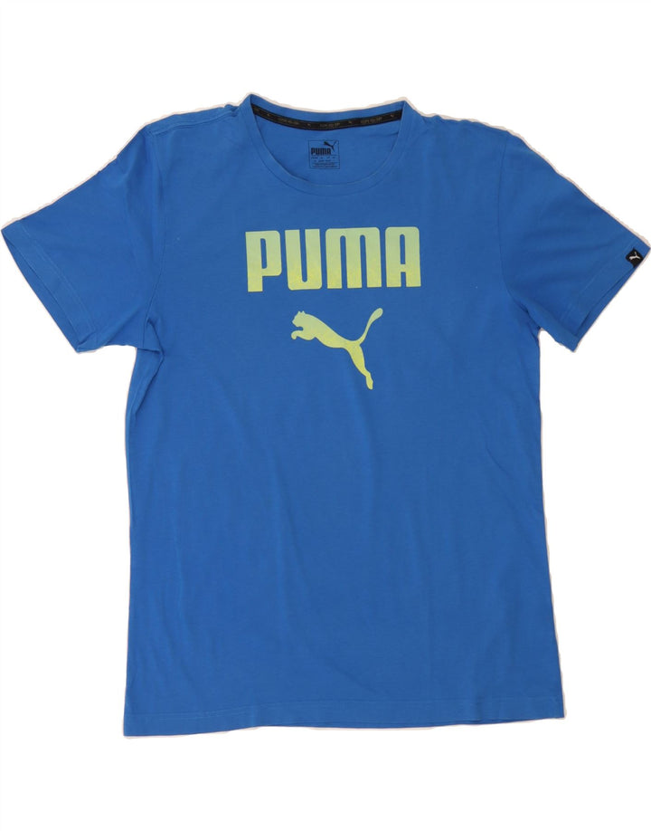 PUMA Mens Graphic T-Shirt Top Large Blue Cotton Vintage Puma and Second-Hand Puma from Messina Hembry 