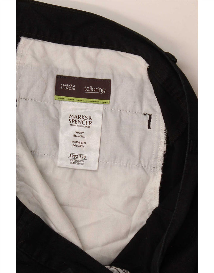 Pantaloni chino dritti da uomo Marks & Spencer W34 L33 cotone nero