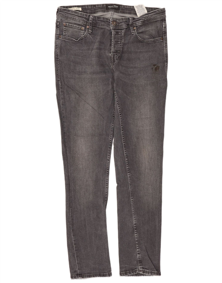 JACK & JONES Jeans slim da uomo GLENN W32 L32 in cotone grigio
