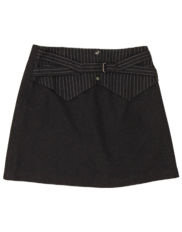 Halfon Womens High Waist Mini Skirt IT 46 Large W30 Grey Pinstripe