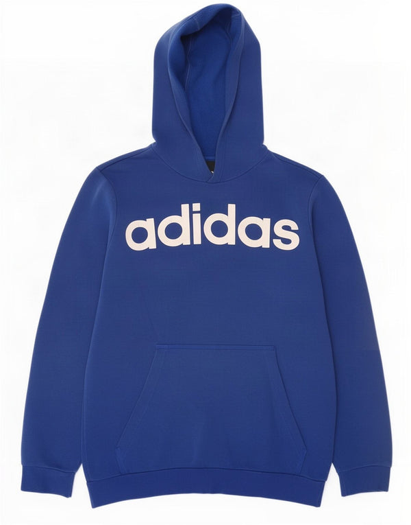 Felpa con cappuccio grafica Adidas da uomo blu medio