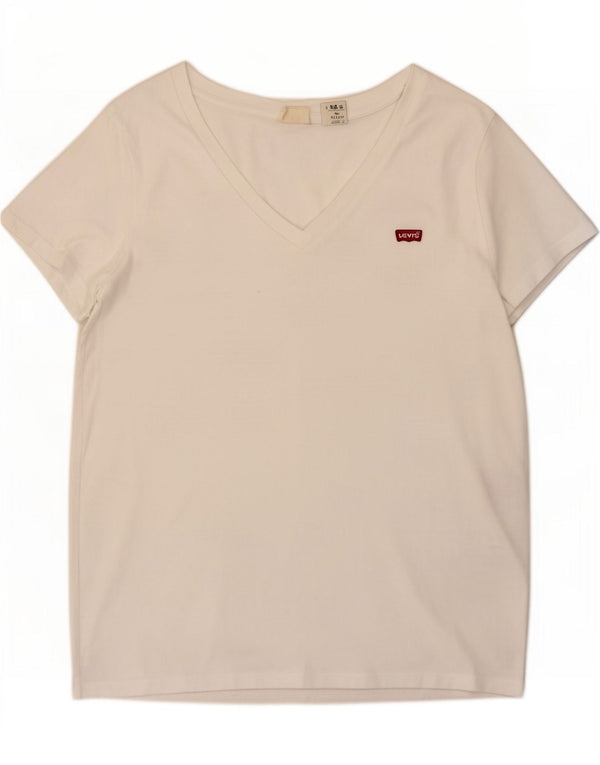 Levi's Womens T-Shirt Top UK 12 Medium White Cotton