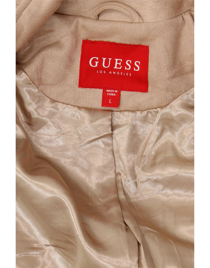 Giacca da motociclista GUESS da donna in maglia corta UK 16 grande Beige