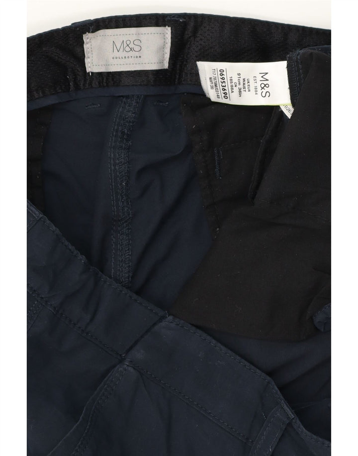 MARKS & SPENCER Pantaloncini cargo da uomo W36 Large Blu Navy Poliestere