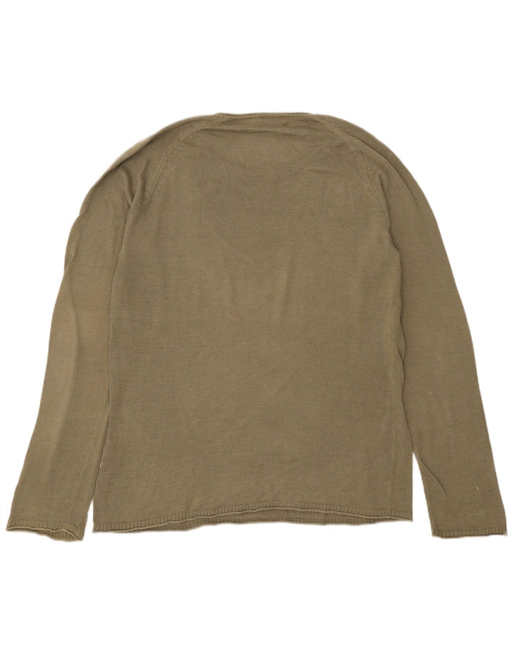 Cos Uomo Maglione Girocollo Maglione Grande Cotone Kaki