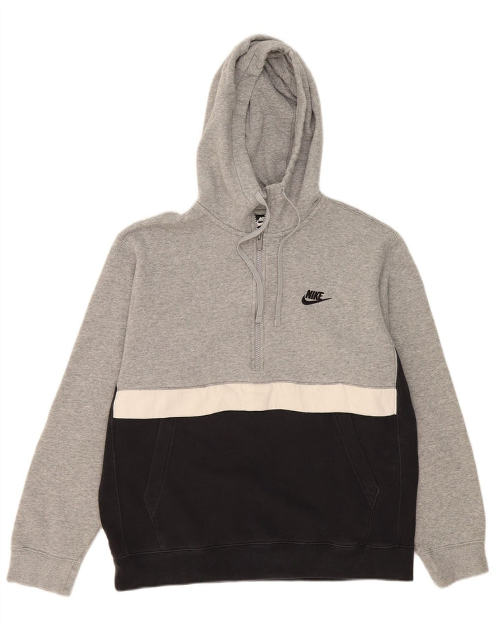Maglia con cappuccio e zip da uomo Nike in cotone color block grigio medio