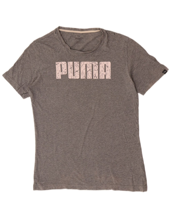 T-shirt grafica da uomo Puma Top Small in cotone grigio