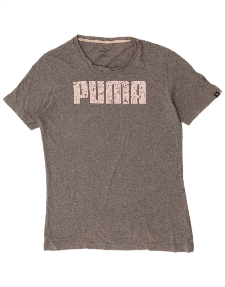T-shirt grafica da uomo Puma Top Small in cotone grigio