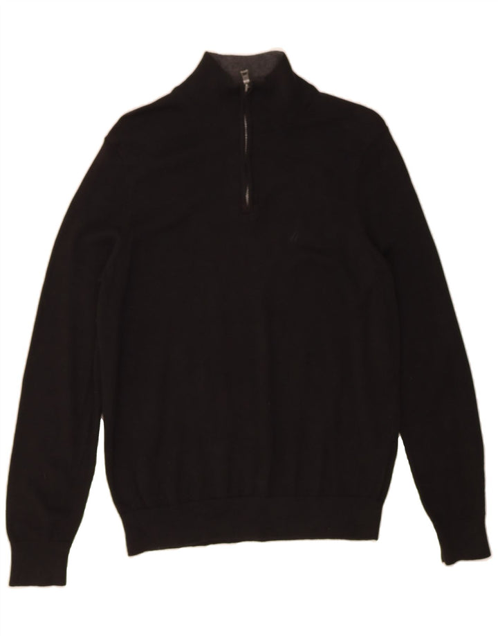 NAUTICA Mens Zip Neck Jumper Sweater Small Black Cotton Vintage Nautica and Second-Hand Nautica from Messina Hembry 