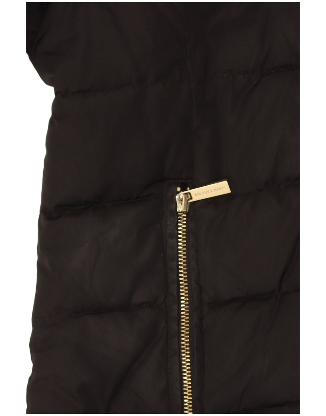 Cappotto imbottito con cappuccio da donna Michael Kors UK 14 poliestere nero medio
